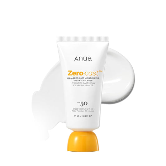 Anua Zero-Cast Moisturizing Finish Sunscreen,SPF 50, Glow Natural Sunscreen,No White cast, Hyaluronic Acid, Niacinamide sun block for face,Oil-Free, Oxybenzone free, Travel Essential (50ml/1.69fl.oz)