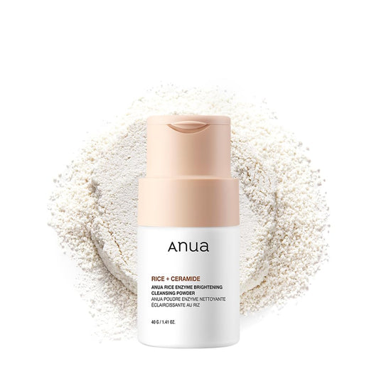 ANUA RICE ENZYME BRIGHTENING CLEANSING POWDER, Rice Mask, Ceramide, Gentle Face Wash for Brightening, Radiant Skin, Facial Cleanser for Dry Skin, Korean Skincare, Fragrance Free, 40g/1.41fl.oz