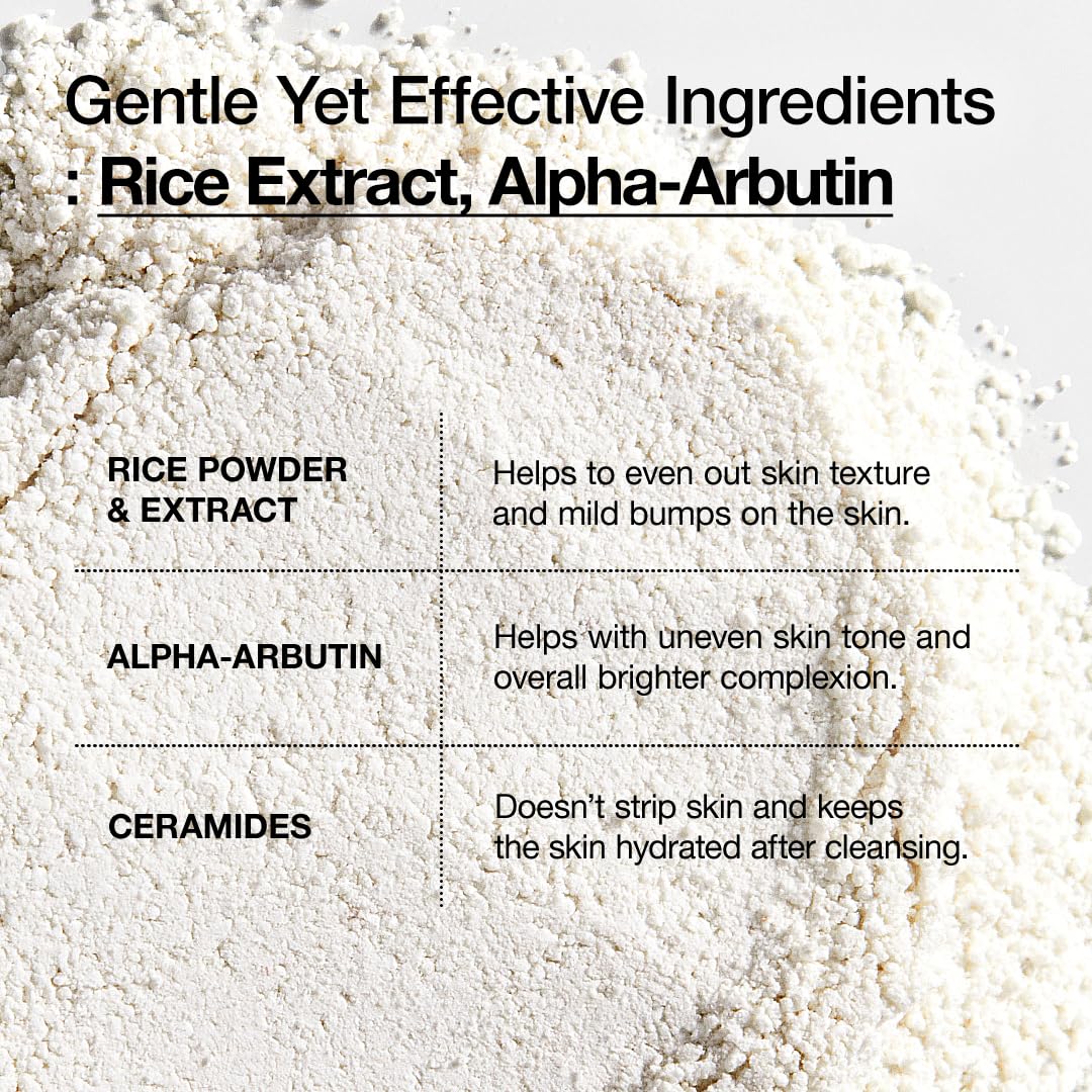ANUA RICE ENZYME BRIGHTENING CLEANSING POWDER, Rice Mask, Ceramide, Gentle Face Wash for Brightening, Radiant Skin, Facial Cleanser for Dry Skin, Korean Skincare, Fragrance Free, 40g/1.41fl.oz