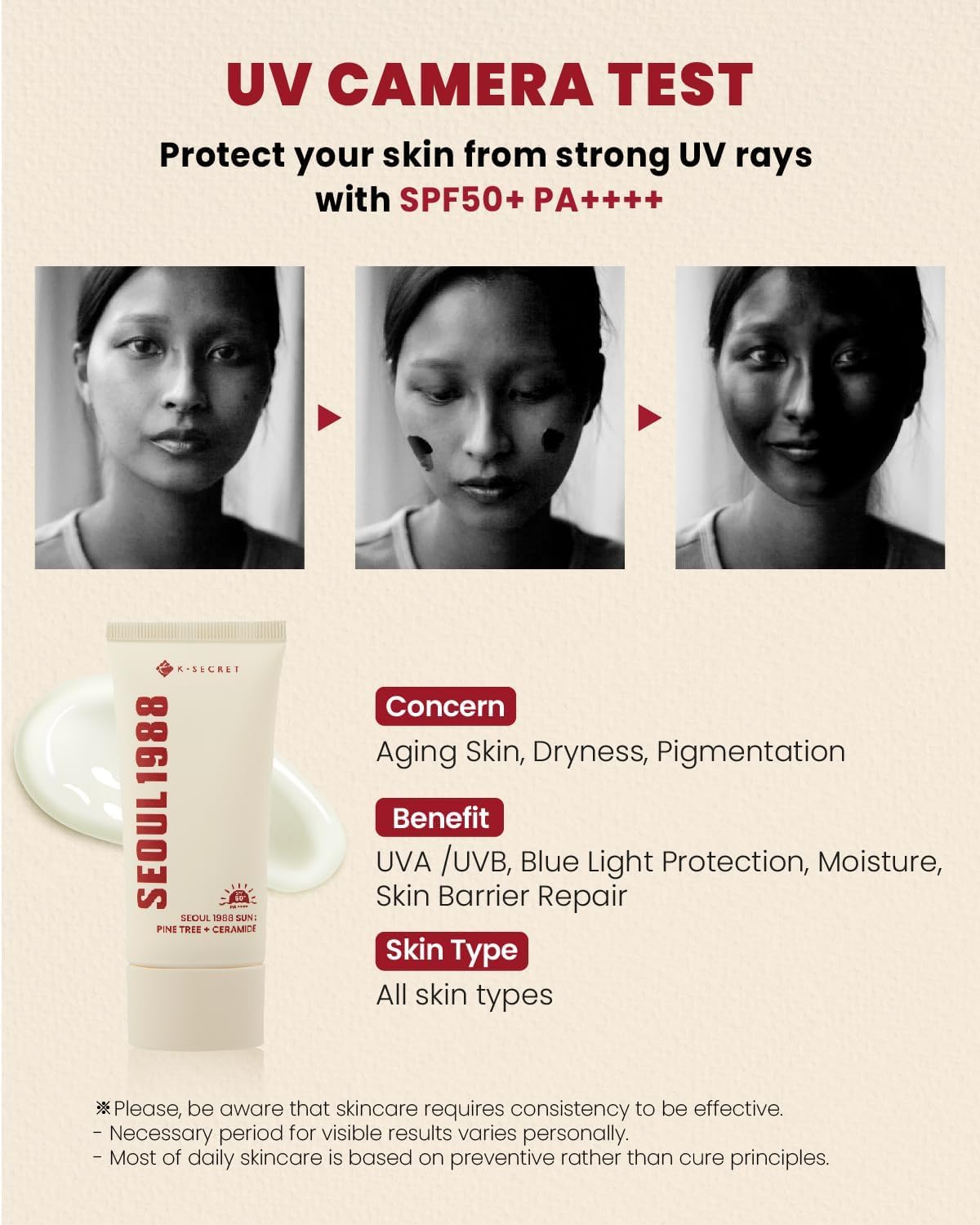 K-SECRET SEOUL 1988 Sun: Pine Tree + Ceramide 50mL / 1.7 FL OZ