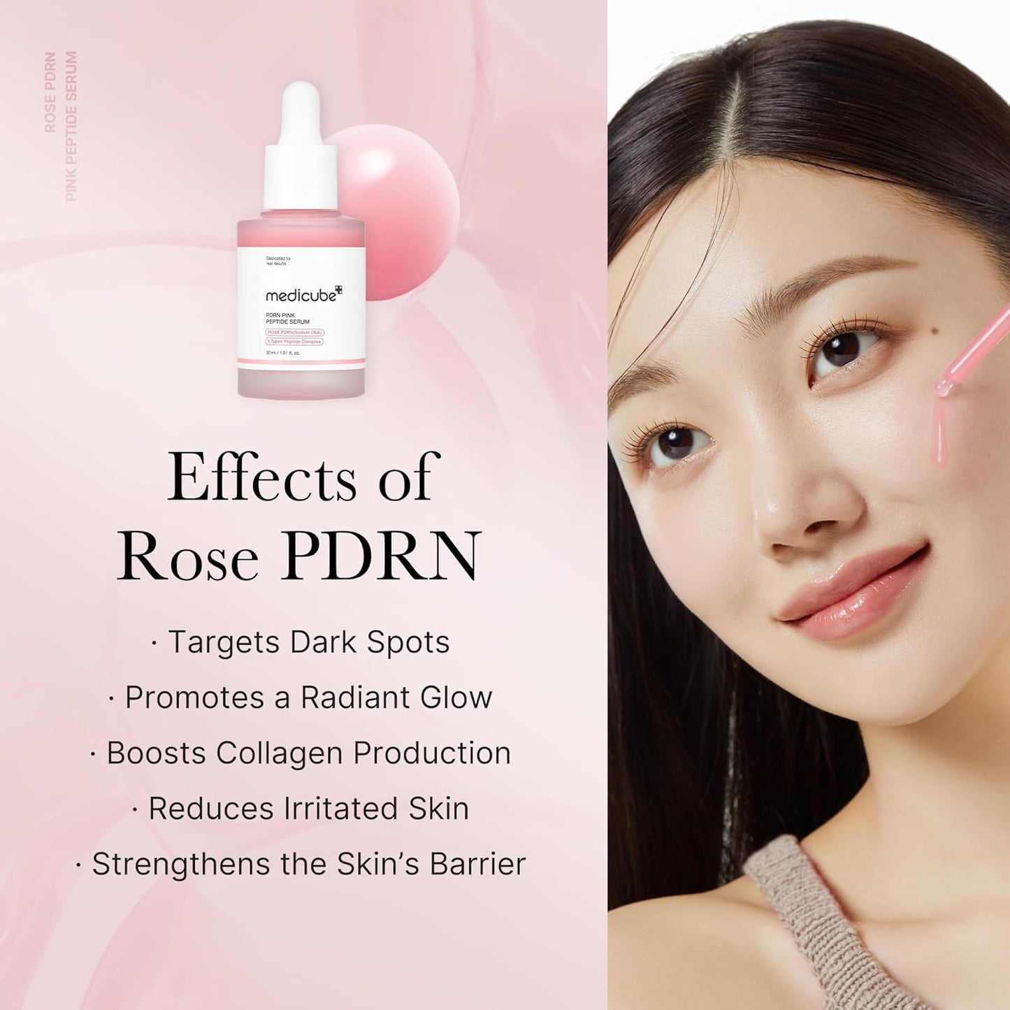 Medicube PDRN Pink Peptide Serum, Pink glow serum, Peptide, Niacinamide, Hydrating & Moisturizing & Firming, Uneven Skin Tone, Korean Skincare | 1.01 fl.oz. (1.01 fl.oz., Rose PDRN (Vegan))