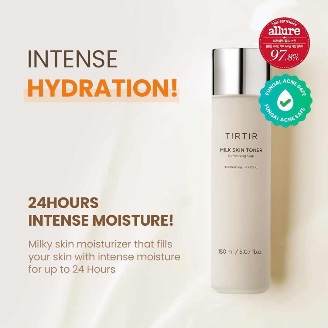 TIRTIR Milk Skin Rice Toner - Deep Moisturizing, Hydrating and Refreshing for face, Niacinamide, Ceramide, Rice Bran Extract, Nature-Oriented Ingredients, Korean Skin Care, Vegan, 150ml / 5.07 fl.oz.
