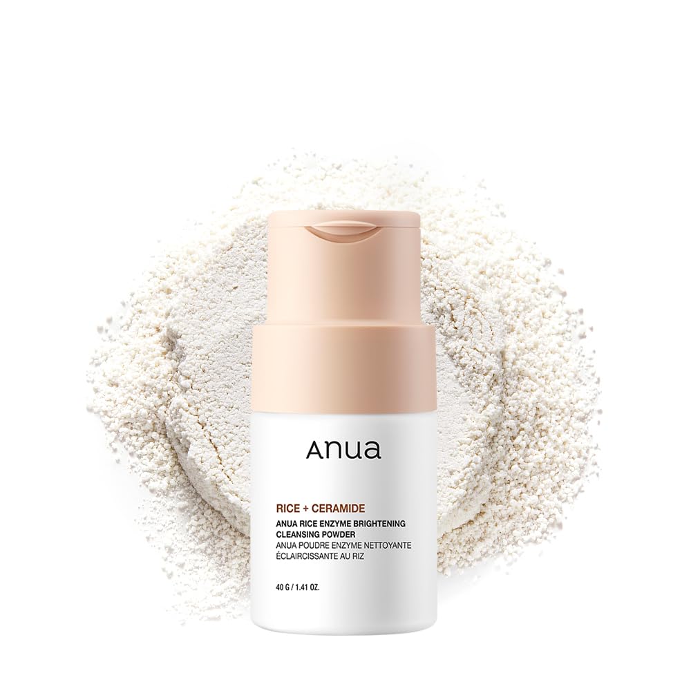ANUA RICE ENZYME BRIGHTENING CLEANSING POWDER, Rice Mask, Ceramide, Gentle Face Wash for Brightening, Radiant Skin, Facial Cleanser for Dry Skin, Korean Skincare, Fragrance Free, 40g/1.41fl.oz