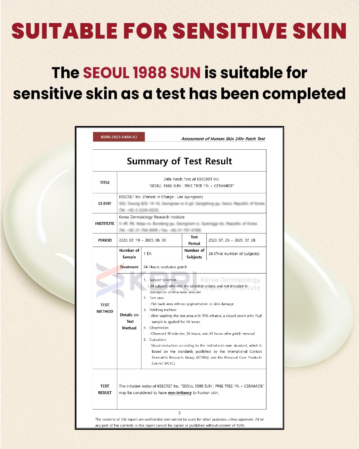 K-SECRET SEOUL 1988 Sun: Pine Tree + Ceramide 50mL / 1.7 FL OZ