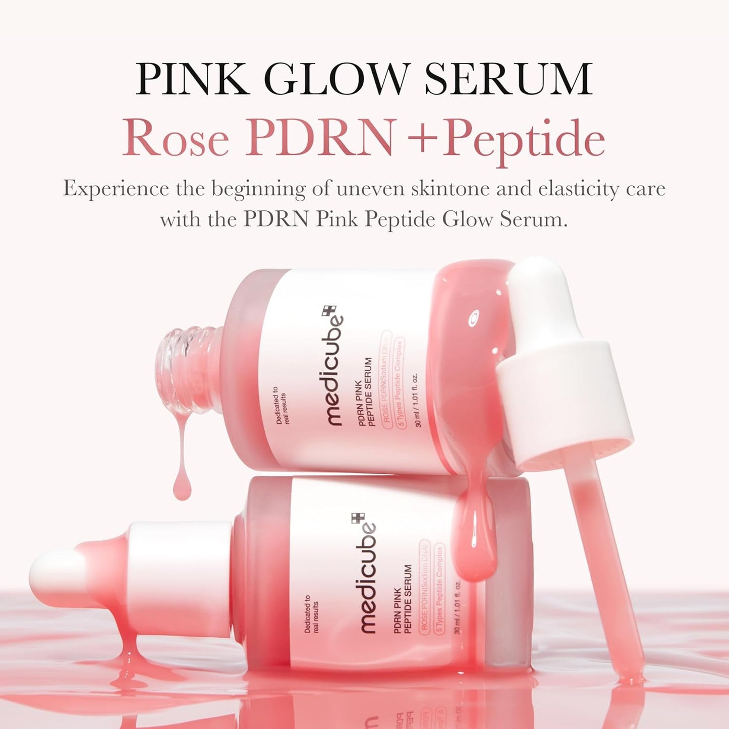 Medicube PDRN Pink Peptide Serum, Pink glow serum, Peptide, Niacinamide, Hydrating & Moisturizing & Firming, Uneven Skin Tone, Korean Skincare | 1.01 fl.oz. (1.01 fl.oz., Rose PDRN (Vegan))